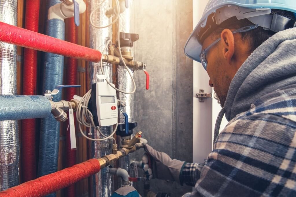 An expert checks the efficiency of a barometric damper.