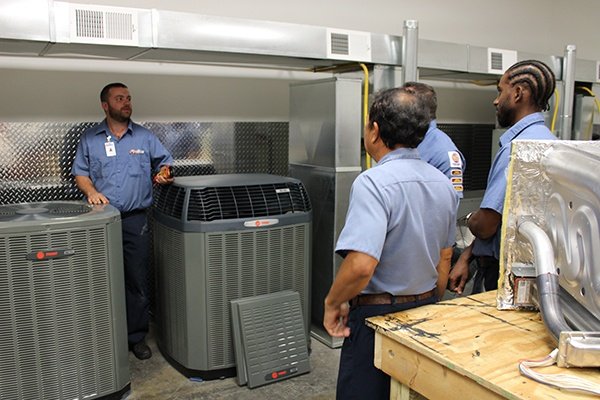 HVAC service quality standards inspection by professional technician